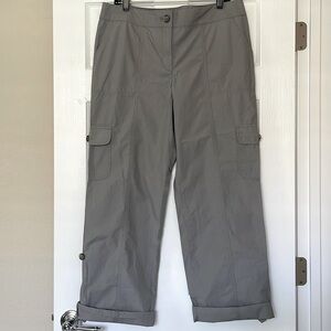 NWOT ANN TAYLOR WIDE LEG SIGNATURE CARGO PANTS- 100% COTTON, GRY COLOR- SIZE 12